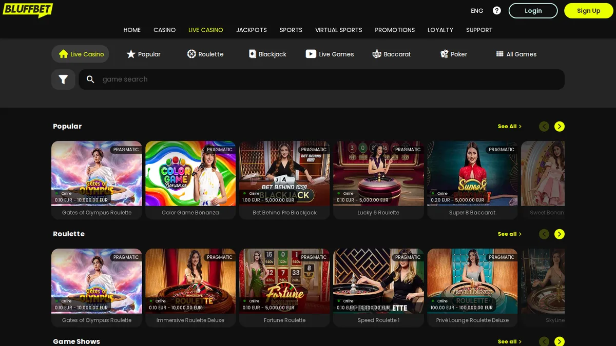 Live Casino and Table Games